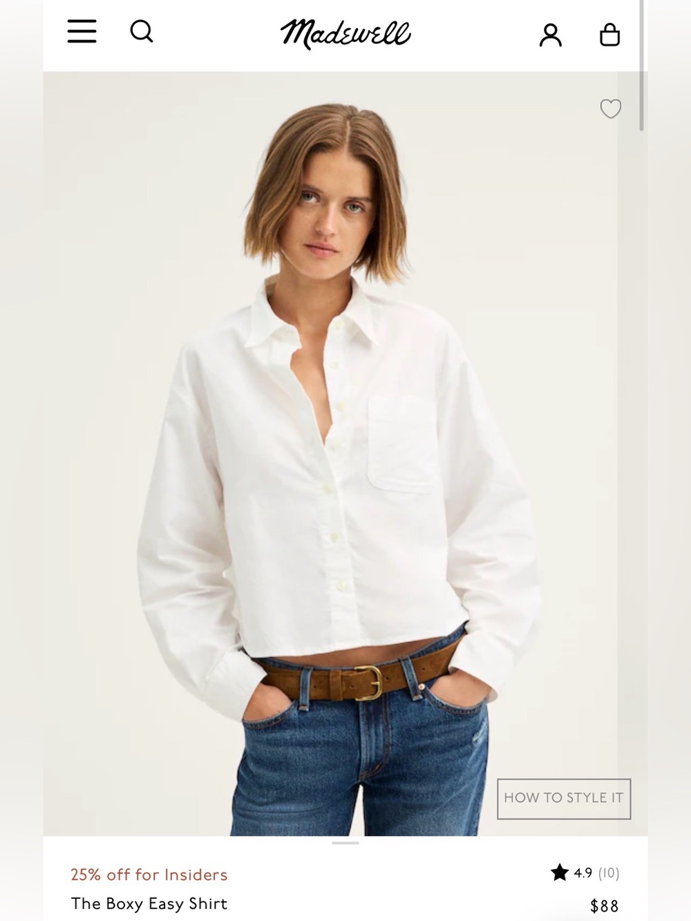 Madewell White Boxy Button-Down Shirt
